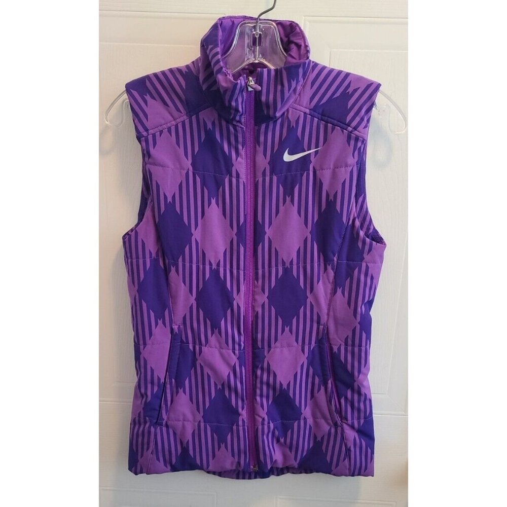 Nike Golf Women's Purple Vest Full Zip Mock Neck Lined Stretch Zipper Pockets XS